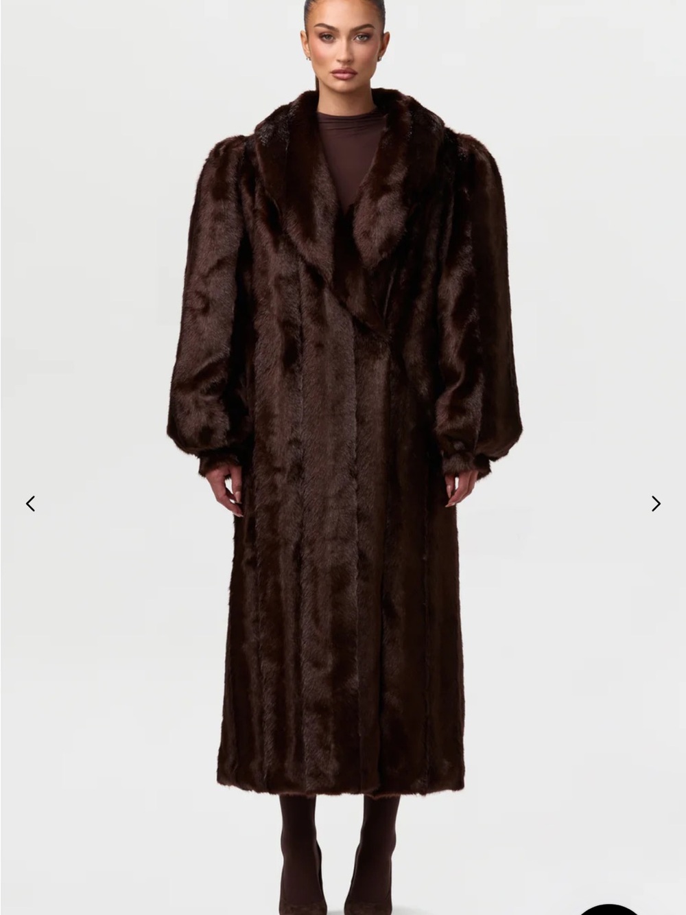 Naked Wardrobe Faux Mink Long Coat Chocolate Brown Oversized NWOT Sz L - Picture 5 of 6